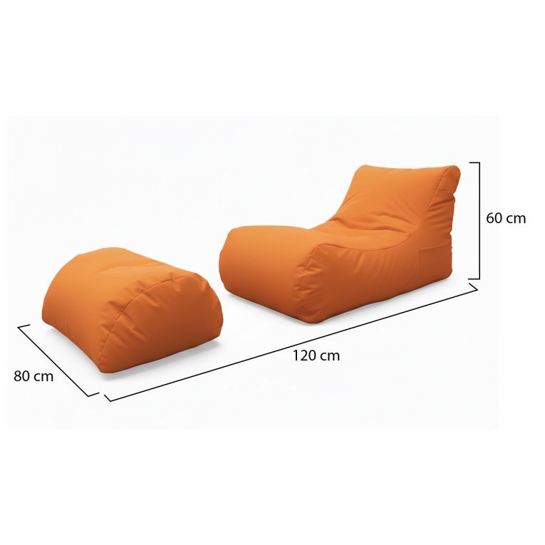Pouf Crinum, Poltrona multiuso, Poltroncina sacco, Pouf poggiapiedi, Made in Italy, 120x80 h60 cm, Arancione