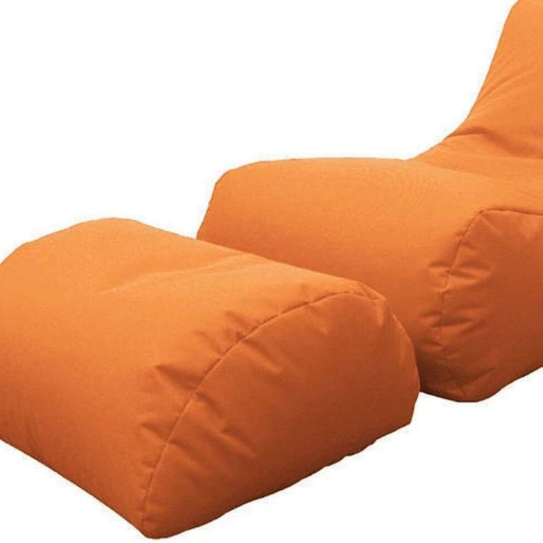 Pouf Crinum, Poltrona multiuso, Poltroncina sacco, Pouf poggiapiedi, Made in Italy, 120x80 h60 cm, Arancione