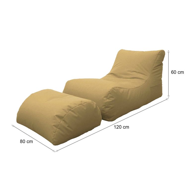 Pouf Crinum, Poltrona multiuso, Poltroncina sacco, Pouf poggiapiedi, Made in Italy, 120x80 h60 cm, Beige