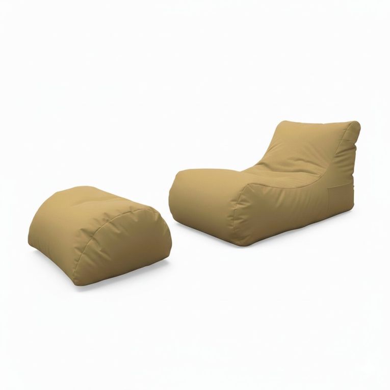 Pouf Crinum, Poltrona multiuso, Poltroncina sacco, Pouf poggiapiedi, Made in Italy, 120x80 h60 cm, Beige
