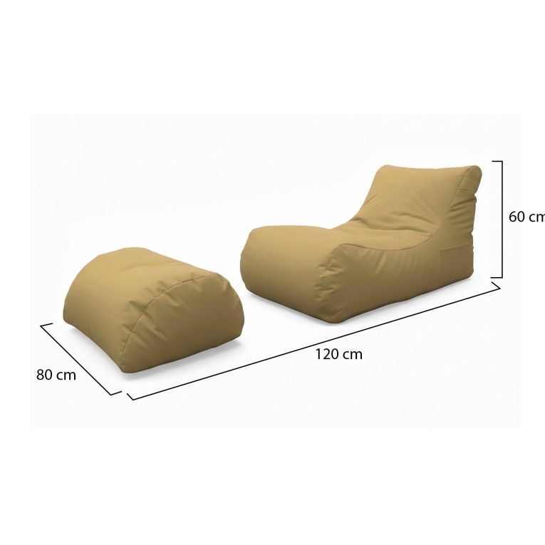Pouf Crinum, Poltrona multiuso, Poltroncina sacco, Pouf poggiapiedi, Made in Italy, 120x80 h60 cm, Beige