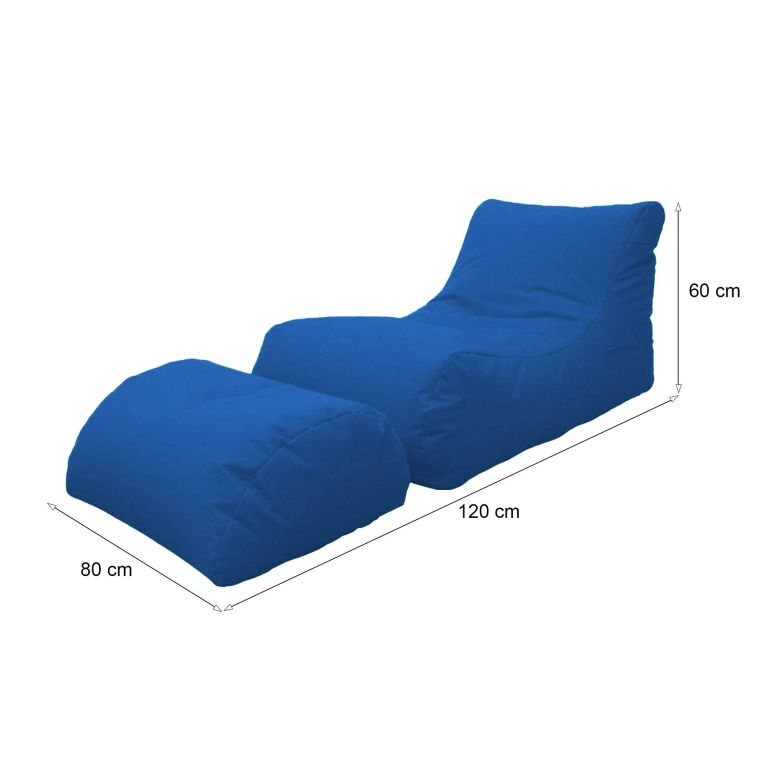 Pouf Crinum, Poltrona multiuso, Poltroncina sacco, Pouf poggiapiedi, Made in Italy, 120x80 h60 cm, Blu