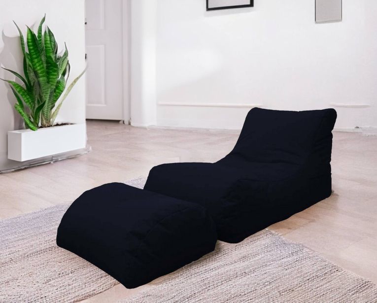 Pouf Crinum, Poltrona multiuso, Poltroncina sacco, Pouf poggiapiedi, Made in Italy, 120x80 h60 cm, Nero