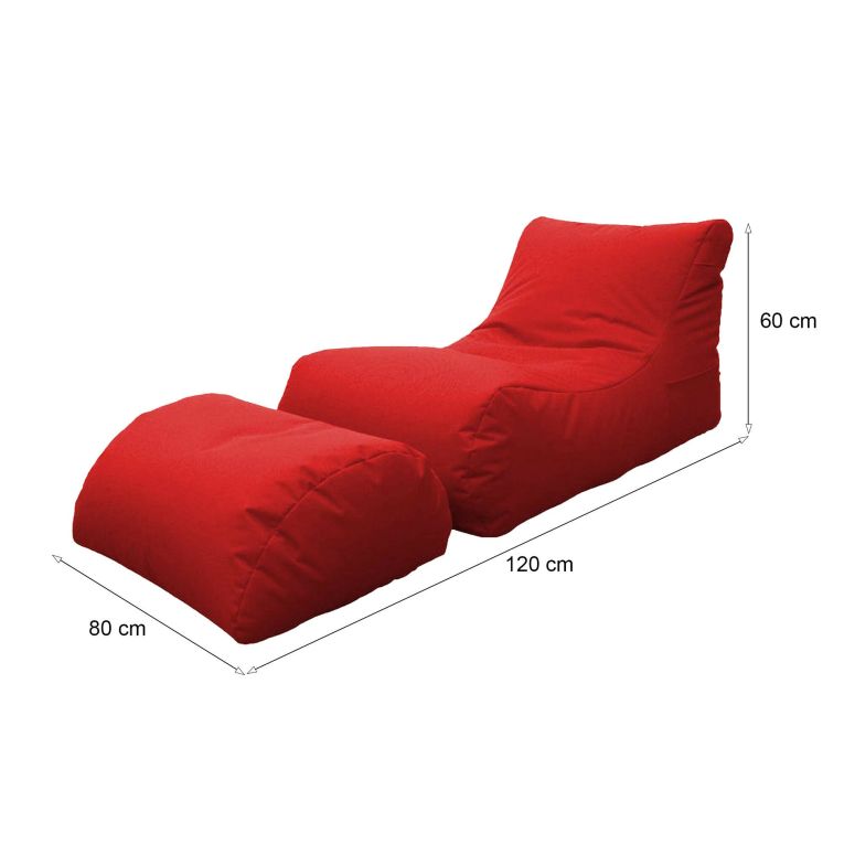 Pouf Crinum, Poltrona multiuso, Poltroncina sacco, Pouf poggiapiedi, Made in Italy, 120x80 h60 cm, Rosso
