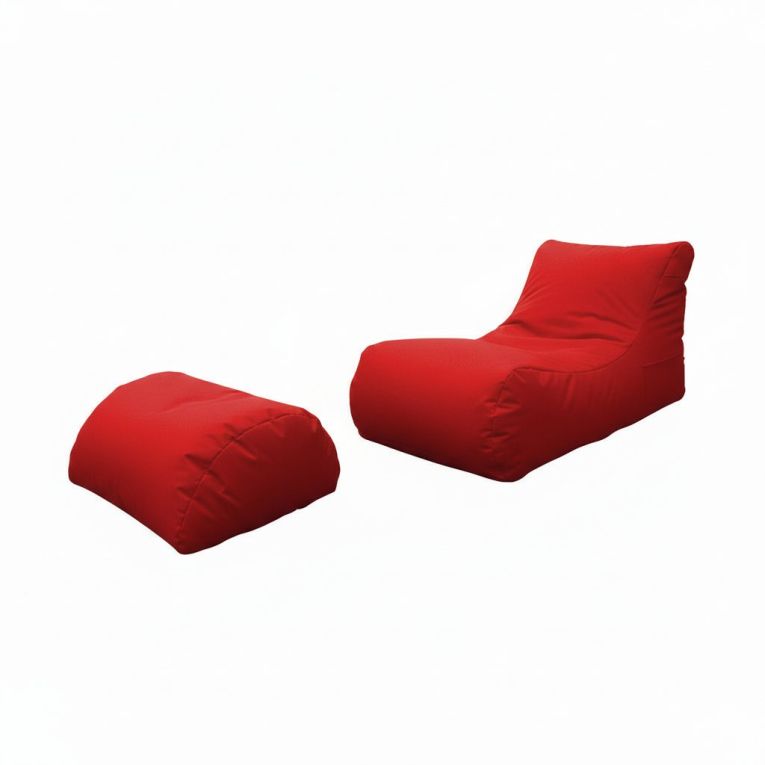 Pouf Crinum, Poltrona multiuso, Poltroncina sacco, Pouf poggiapiedi, Made in Italy, 120x80 h60 cm, Rosso