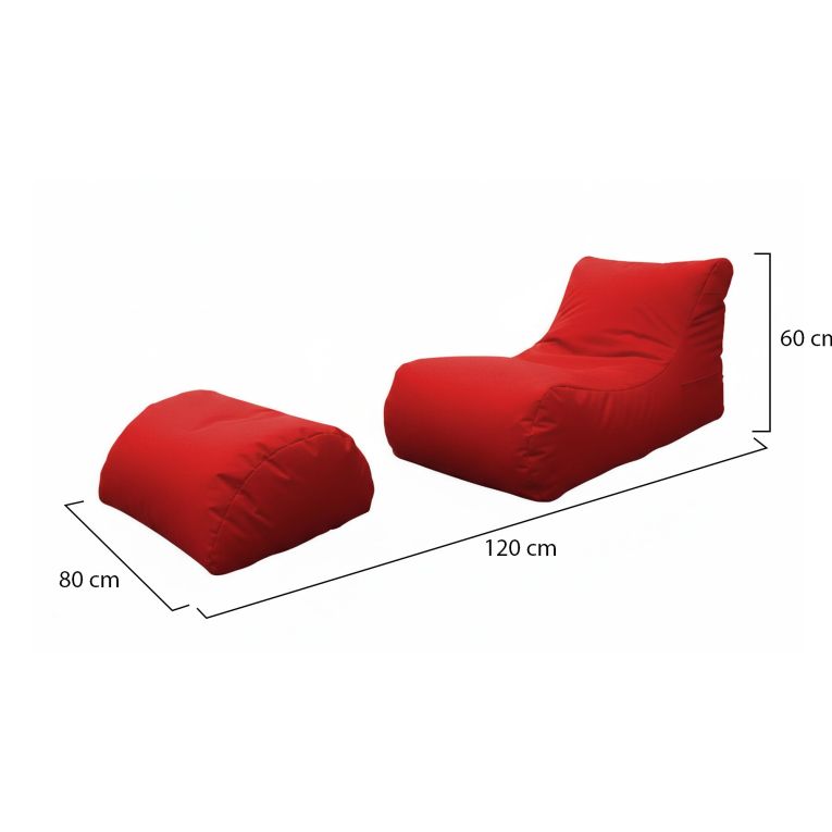Pouf Crinum, Poltrona multiuso, Poltroncina sacco, Pouf poggiapiedi, Made in Italy, 120x80 h60 cm, Rosso