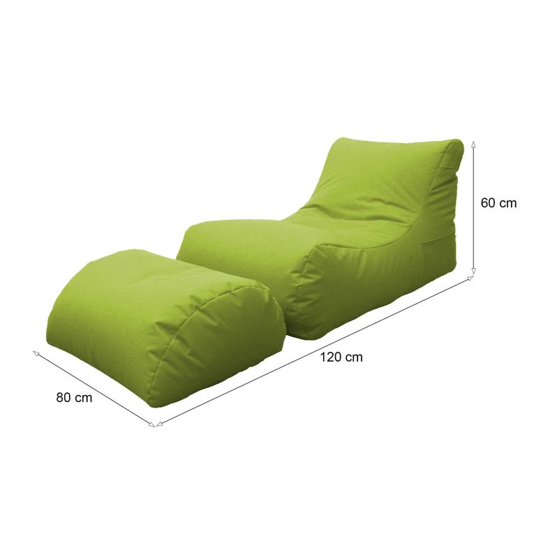 Pouf Crinum, Poltrona multiuso, Poltroncina sacco, Pouf poggiapiedi, Made in Italy, 120x80 h60 cm, Verde