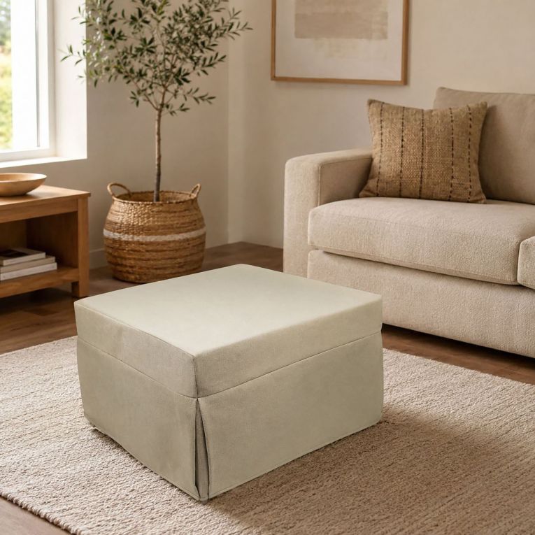 Pouf cubico beige 78x78x45h cm - letto Arno