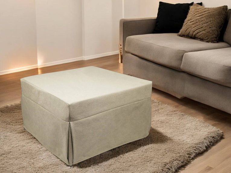 Pouf cubico beige 78x78x45h cm - letto Arno