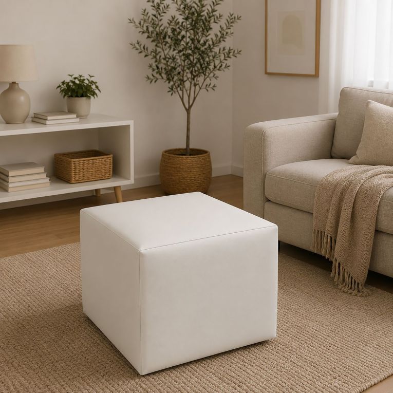Pouf cubico bianco 40x40x42h cm - Accumoli