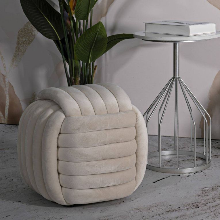 Pouf cubico crema 45x45x45h cm - Bozzente