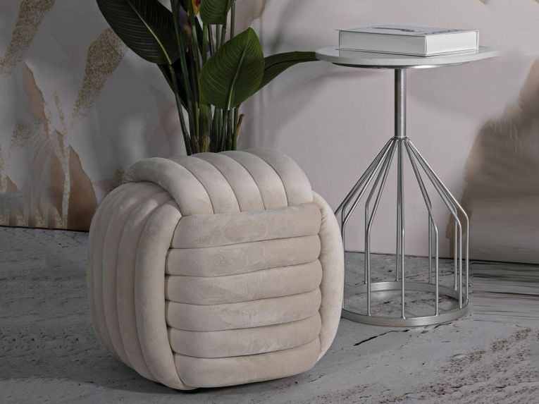 Pouf cubico crema 45x45x45h cm - Bozzente