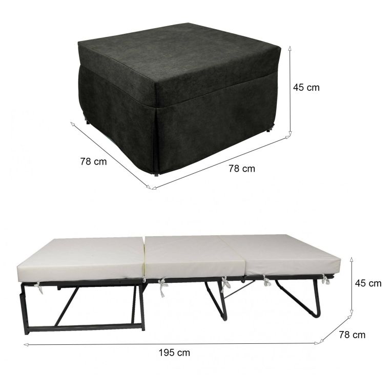Pouf cubico grigio 78x78x45h cm - letto Arno