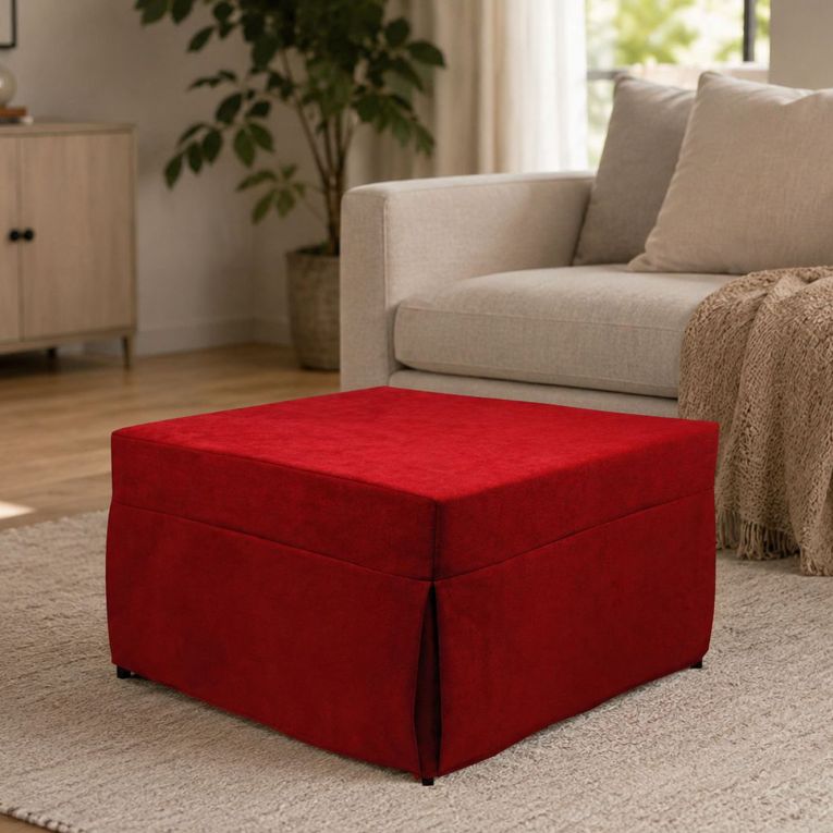 Pouf cubico rosso 78x78x45h cm - letto Arno