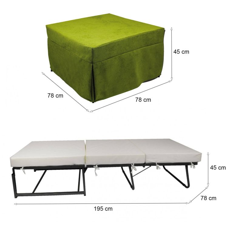 Pouf cubico verde 78x78x45h cm - letto Arno