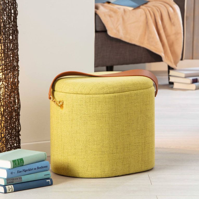 Pouf Giallo Materiale Struttura in Tessuto 42x36x30h cm, - Marmi