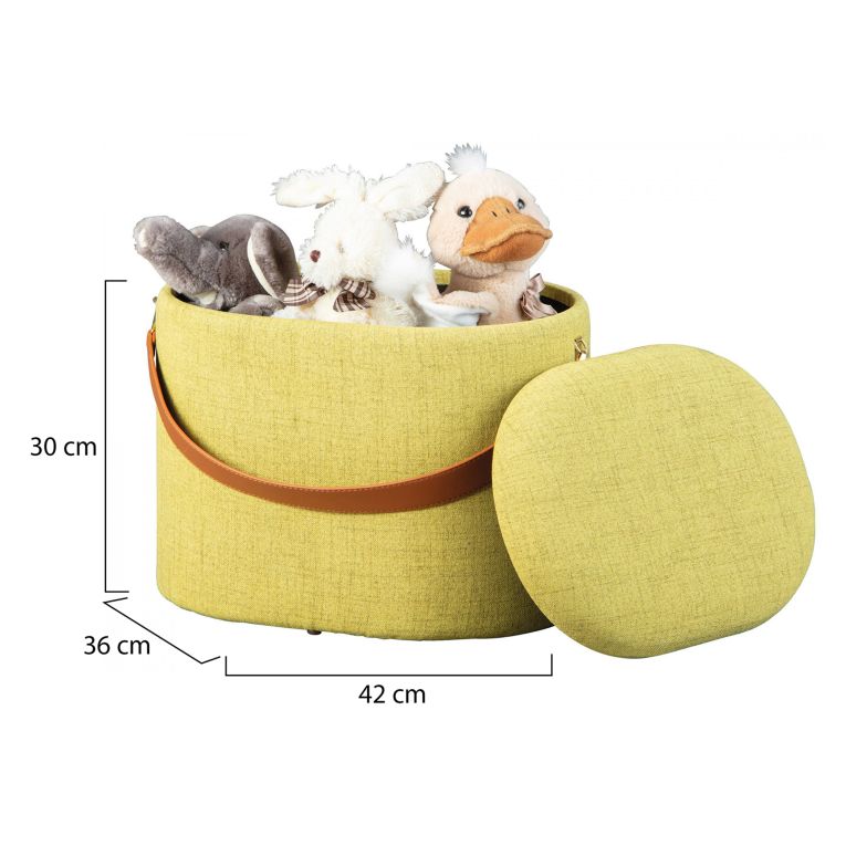 Pouf Giallo Materiale Struttura in Tessuto 42x36x30h cm, - Marmi