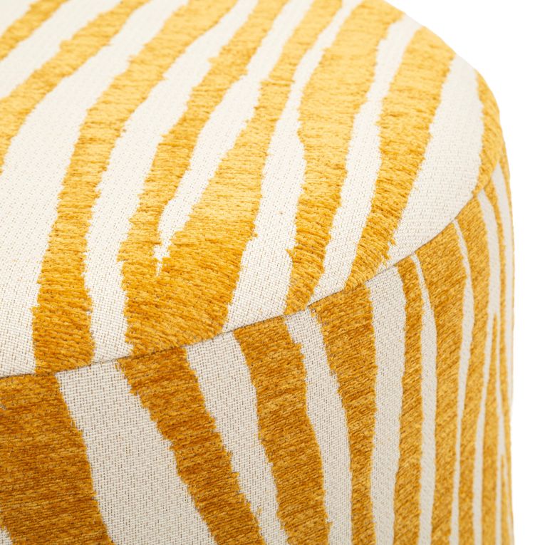 Pouf Giallo Senape oro Effetto Zebrato Forma Rotondo 41x42x41h cm, Colore Struttura oro - Faleli
