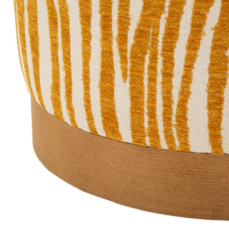 Pouf Giallo Senape oro Effetto Zebrato Forma Rotondo 41x42x41h cm, Colore Struttura oro - Faleli