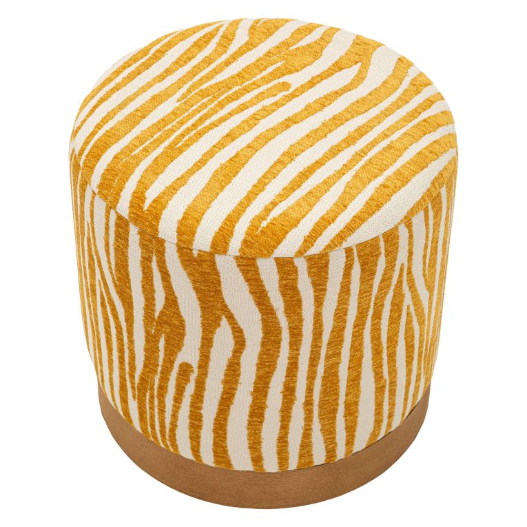 Pouf Giallo Senape oro Effetto Zebrato Forma Rotondo 41x42x41h cm, Colore Struttura oro - Faleli