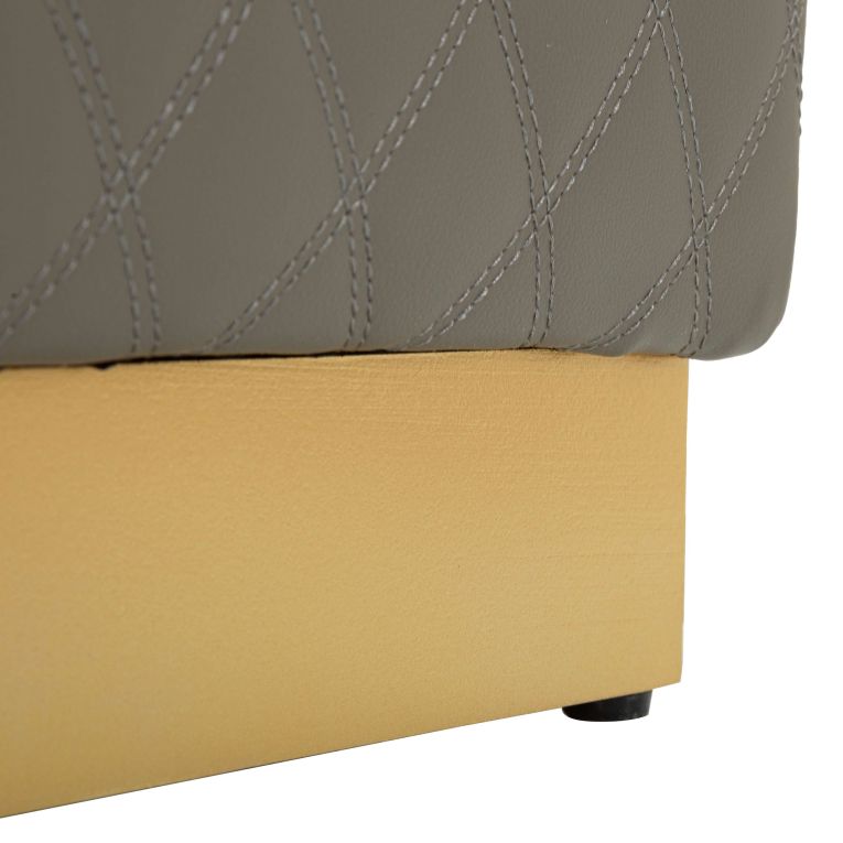 Pouf Grigio Tortora oro Rivestimento Trapuntato in Ecopelle Forma Quadrato 38x38x38h cm, Colore Struttura oro - Daseloba