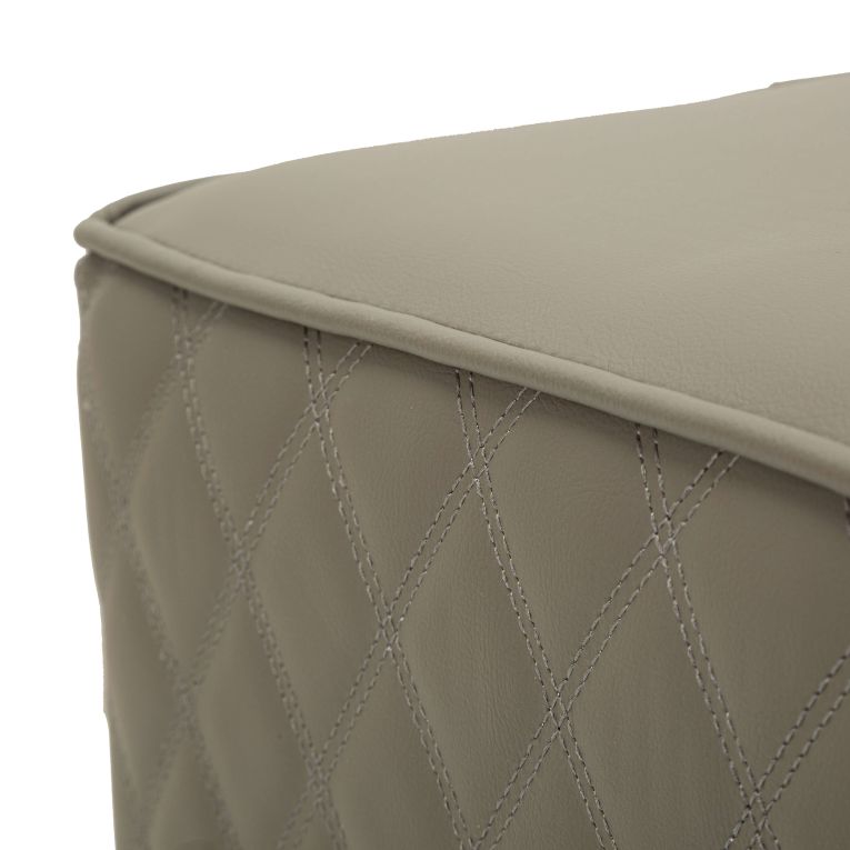 Pouf Grigio Tortora oro Rivestimento Trapuntato in Ecopelle Forma Quadrato 38x38x38h cm, Colore Struttura oro - Daseloba
