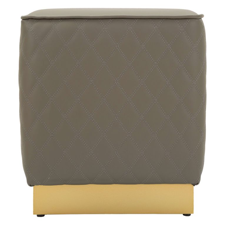 Pouf Grigio Tortora oro Rivestimento Trapuntato in Ecopelle Forma Quadrato 38x38x38h cm, Colore Struttura oro - Daseloba