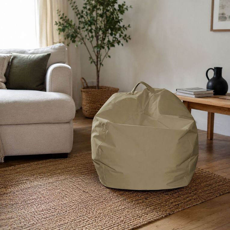 Pouf imbottito beige 65x65x50h cm - Ascia