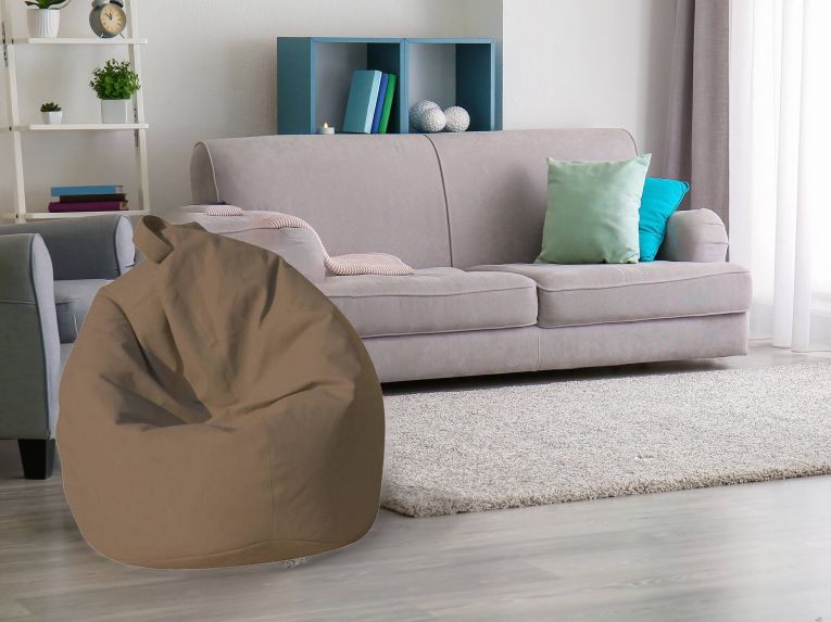 Pouf moderno beige 70x70x110h cm - Azelia