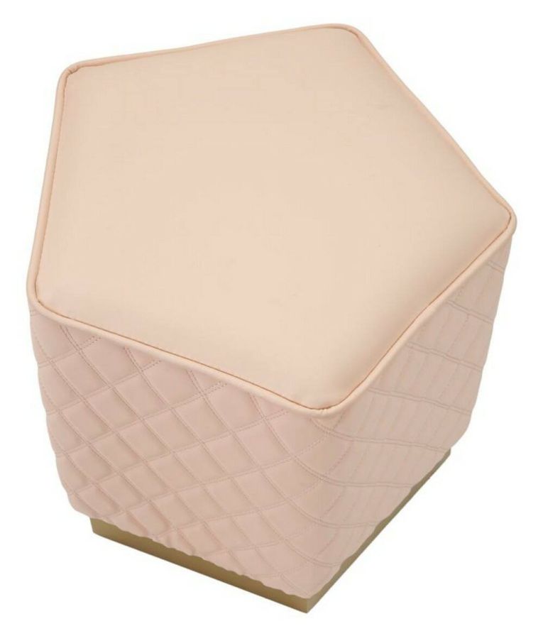 Pouf pentagonale rosa e oro 38x38x38h cm - Suasa