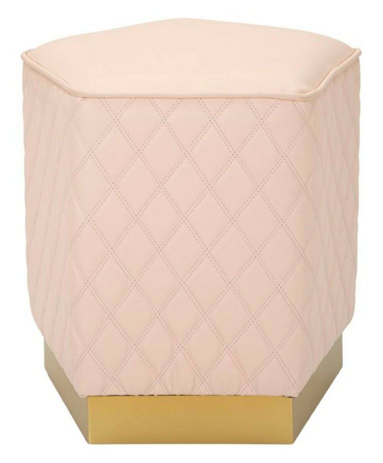Pouf pentagonale rosa e oro 38x38x38h cm - Suasa