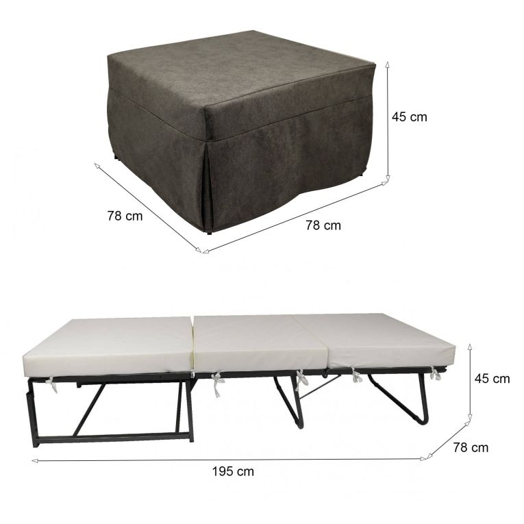 Pouf quadrato marrone 78x78x45h cm - letto Arno