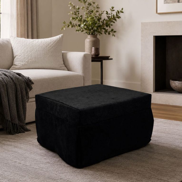 Pouf quadrato nero 78x78x45h cm - letto Arno