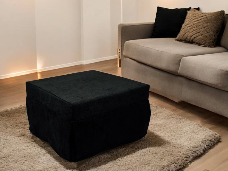 Pouf quadrato nero 78x78x45h cm - letto Arno