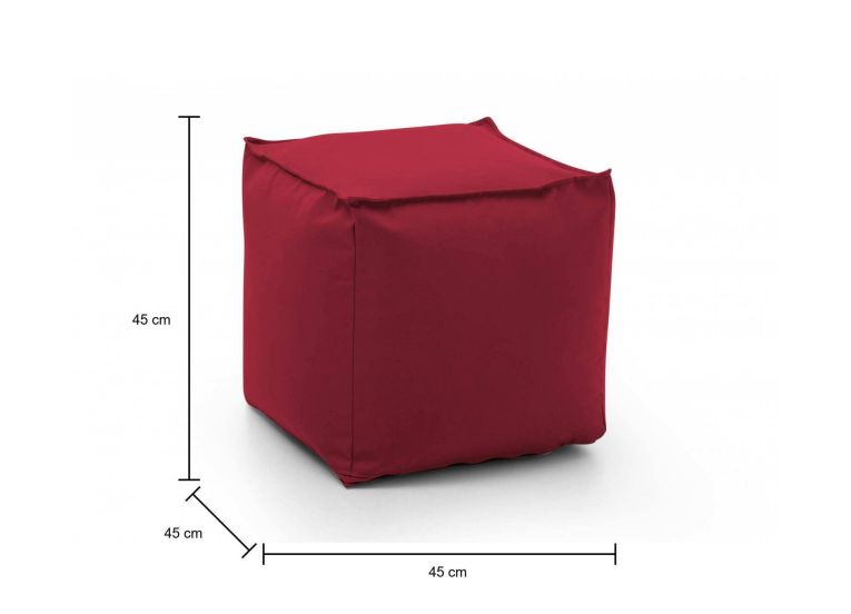 Pouf quadrato rosso 45x45x45h cm - Aron