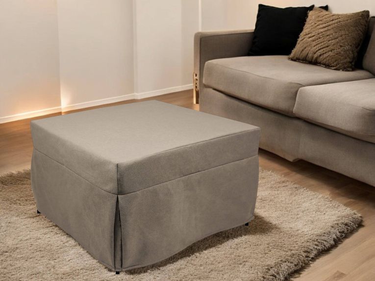 Pouf quadrato tortora 78x78x45h cm - letto Arno