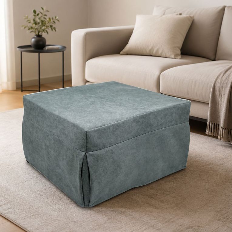 Pouf rettangolare azzurro 78x78x45h cm - letto Arno
