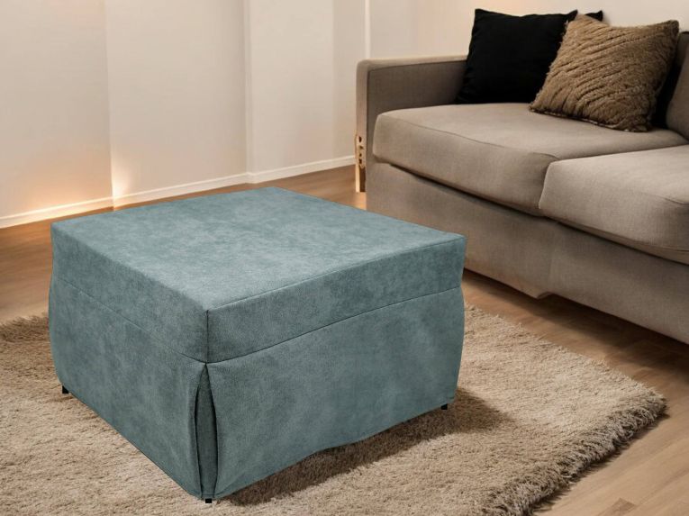 Pouf rettangolare azzurro 78x78x45h cm - letto Arno
