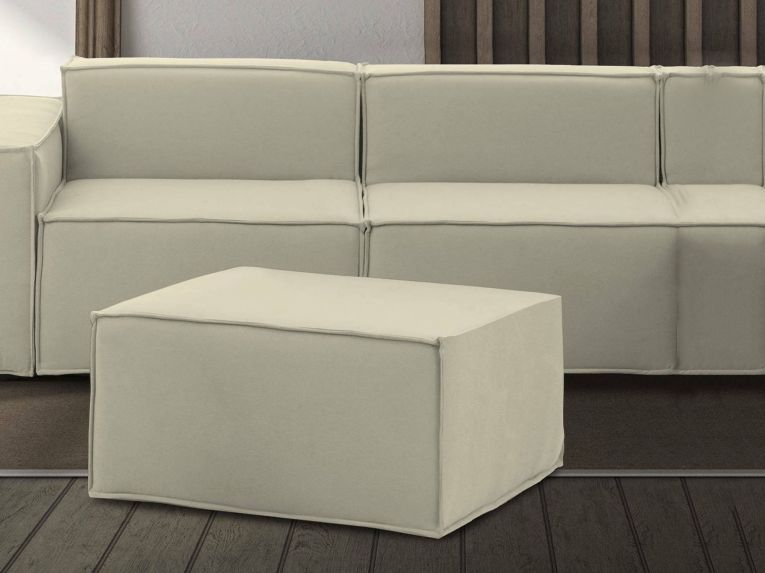 Pouf rettangolare beige 80x70x43h cm - Avolasca