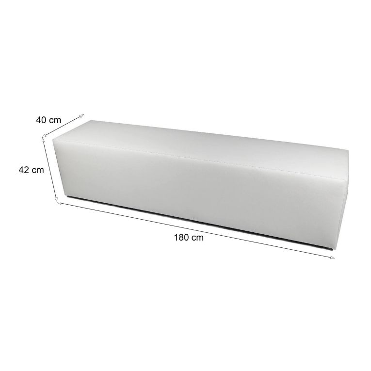 Pouf rettangolare bianco 180x40x42h cm - Apecchio