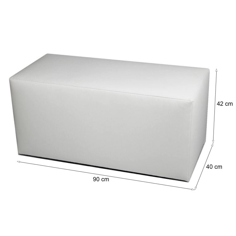 Pouf rettangolare bianco 90x40x42h cm - Bucuresti