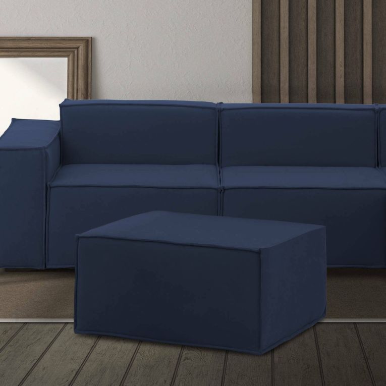 Pouf rettangolare blu 80x70x43h cm - Avolasca