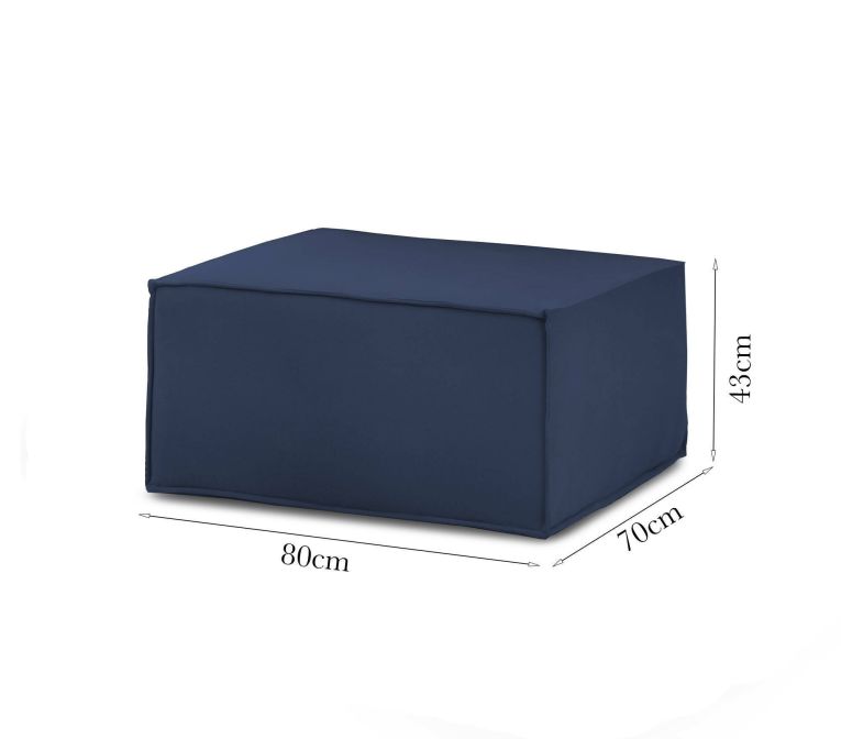Pouf rettangolare blu 80x70x43h cm - Avolasca