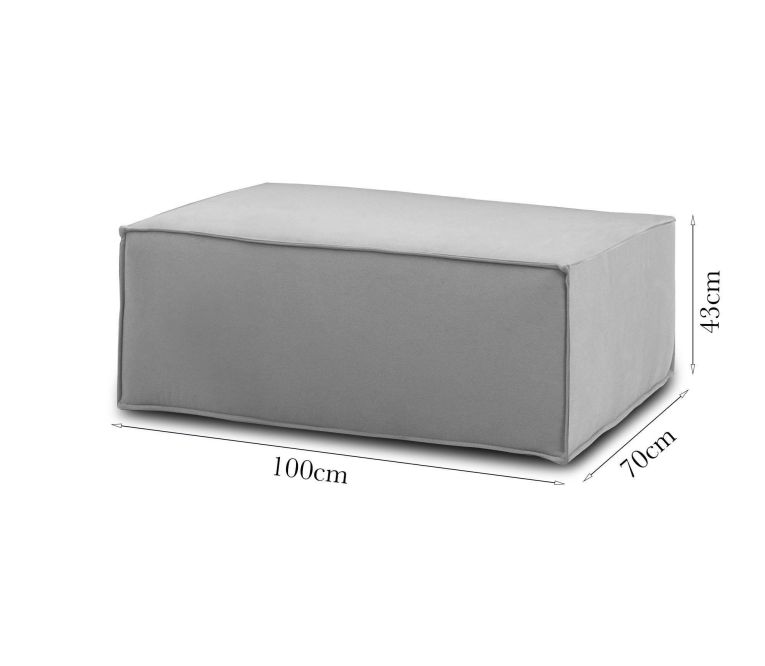 Pouf rettangolare grigio 100x70x43h cm - Assisi