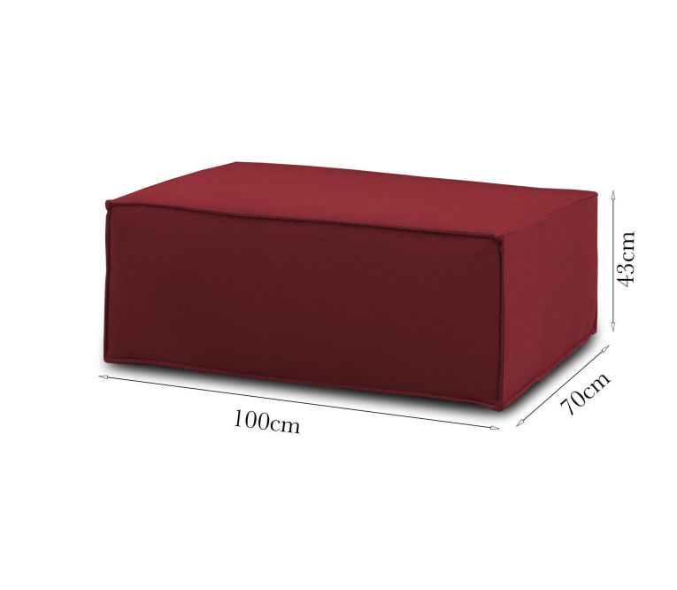 Pouf rettangolare rosso 100x70x43h cm - Assisi