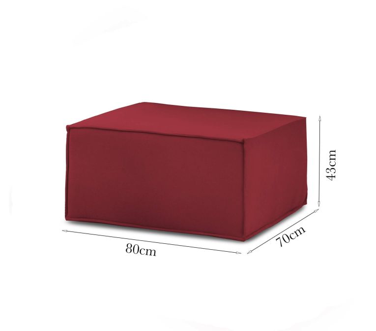 Pouf rettangolare rosso 80x70x43h cm - Avolasca