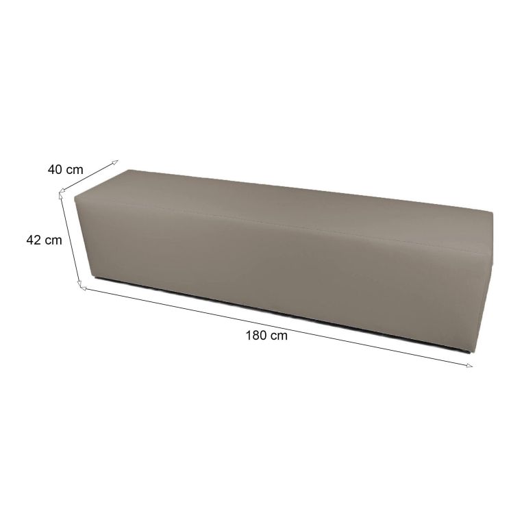 Pouf rettangolare tortora 180x40x42h cm - Apecchio