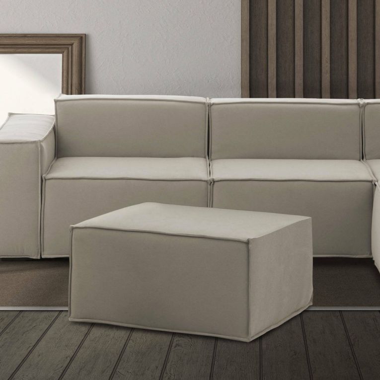 Pouf rettangolare tortora 80x70x43h cm - Avolasca