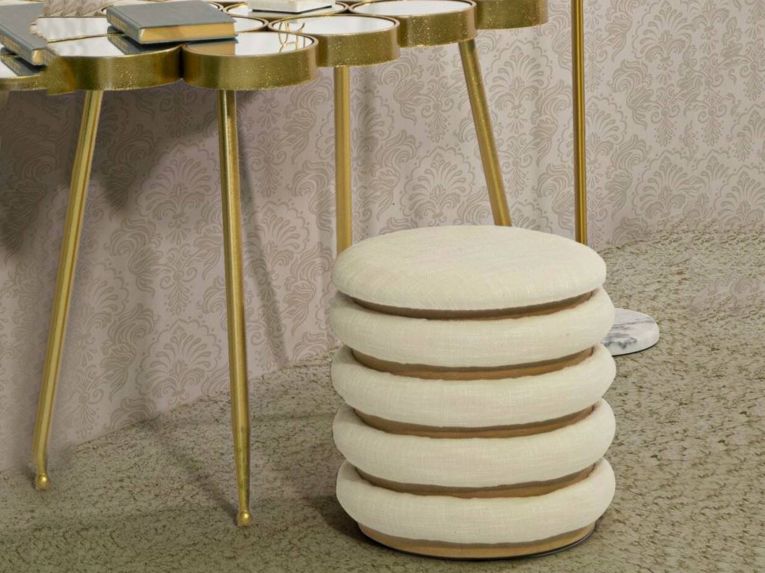 Pouf rotondo bianco 40x40x42h cm - Banskil