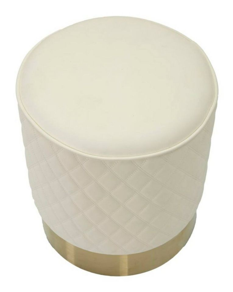 Pouf rotondo bianco e oro 36x36x39h cm - Erro